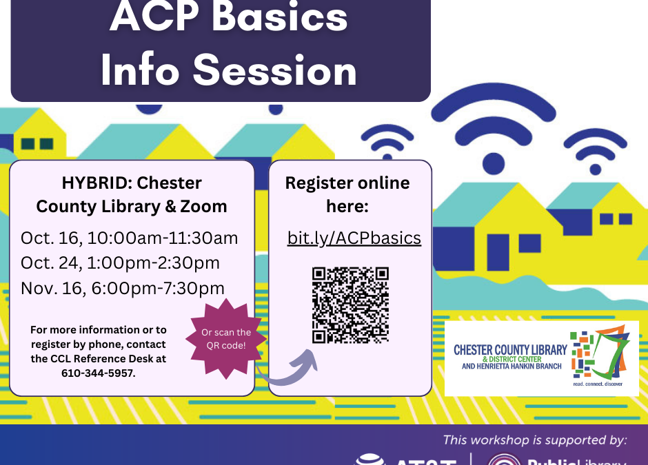 Chester County Library among 50 libraries nationwide to conduct PLA’s Affordable Connectivity Program (ACP) Basics workshop, supported by AT&T