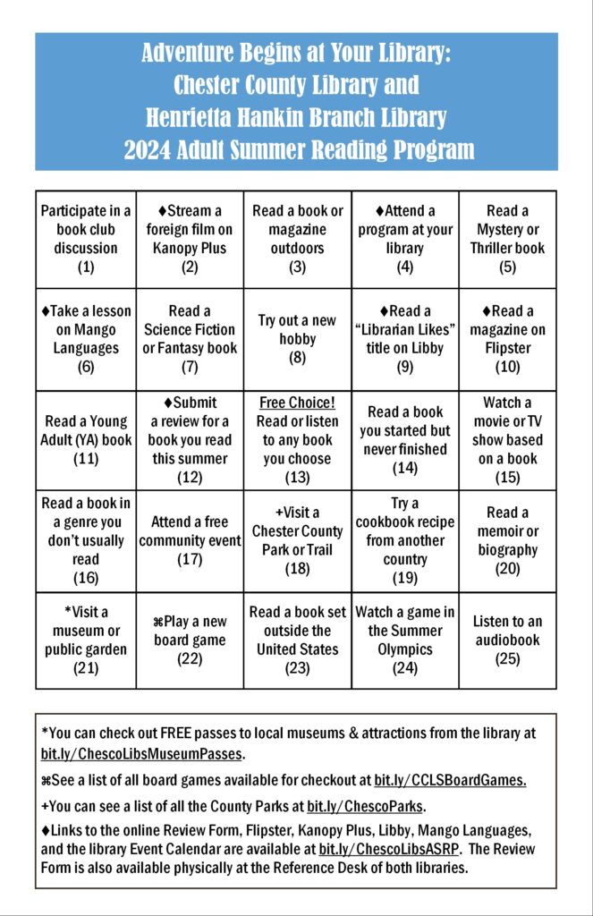 Adult Reading Program - Chester County Library